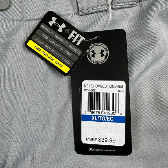 Under Armour HeatGear Baseball Pants Men XL Loose Relaxed Fit Gray Elastic Waist - Picture 9 of 16